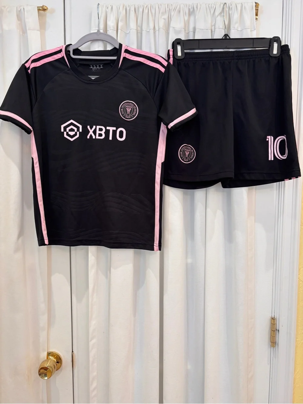 MIAMI Black and Pink Kids Soccer Jersey & Shorts Set